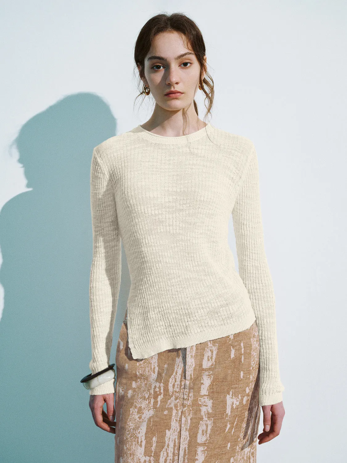 Crew Neck Skinny Knitted T-Shirt sold by Urban Revivo