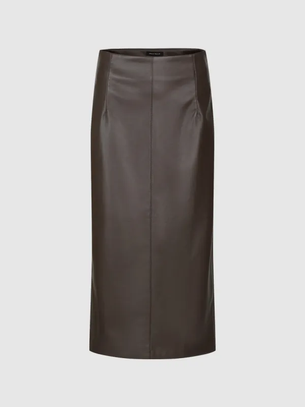 Vegan Leather Straight Skirt sold by Urban Revivo