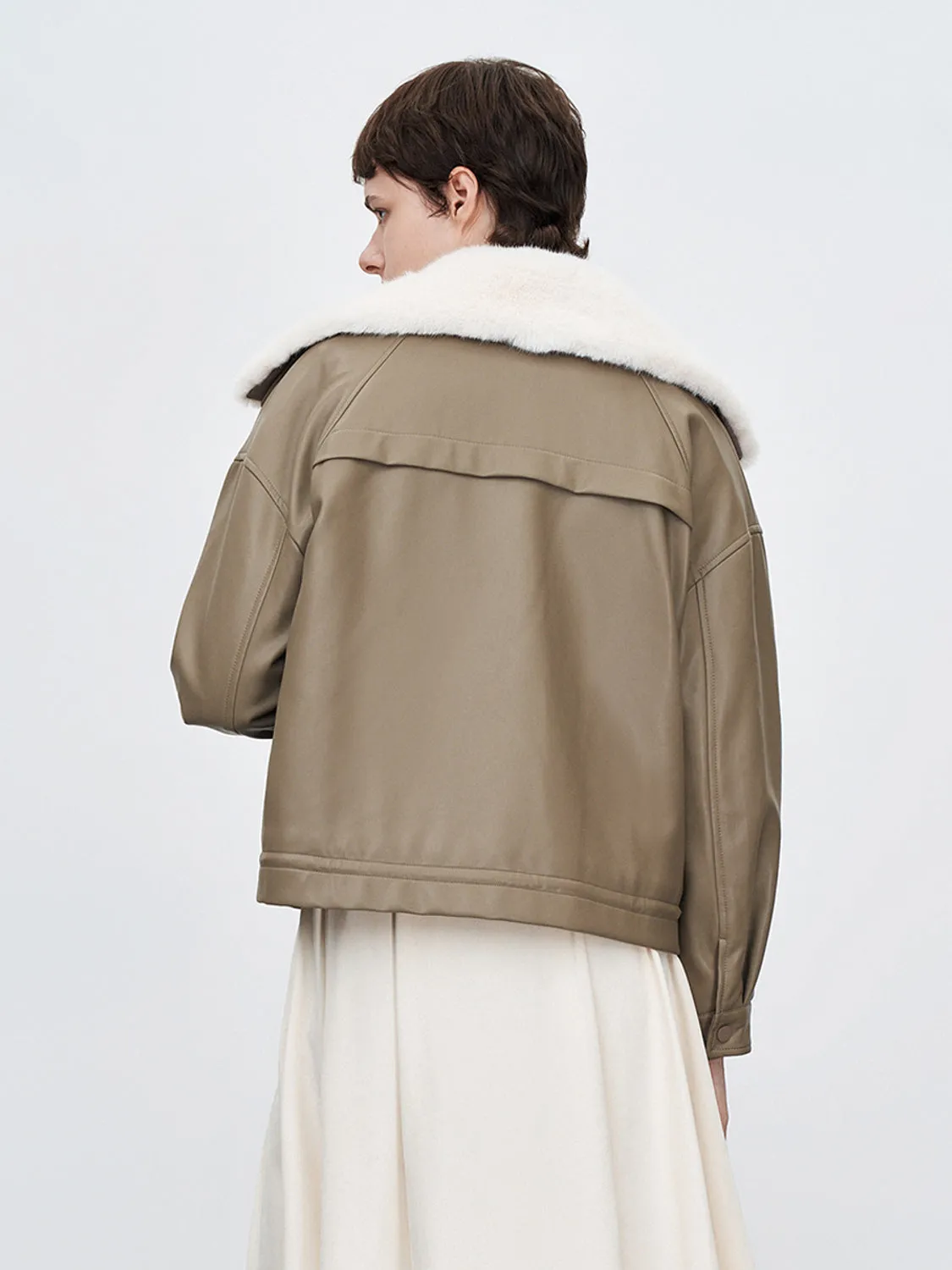 Vegan Leather Jacket With Detachable Furry Collar sold by Urban Revivo product image thumbnail 3