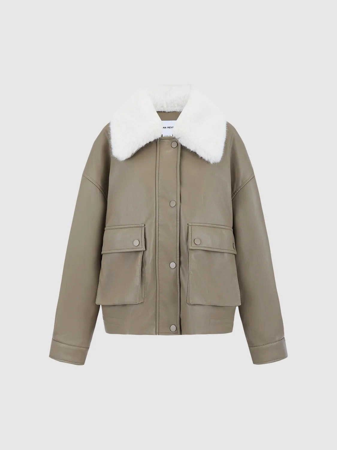 Vegan Leather Jacket With Detachable Furry Collar sold by Urban Revivo product image thumbnail 2