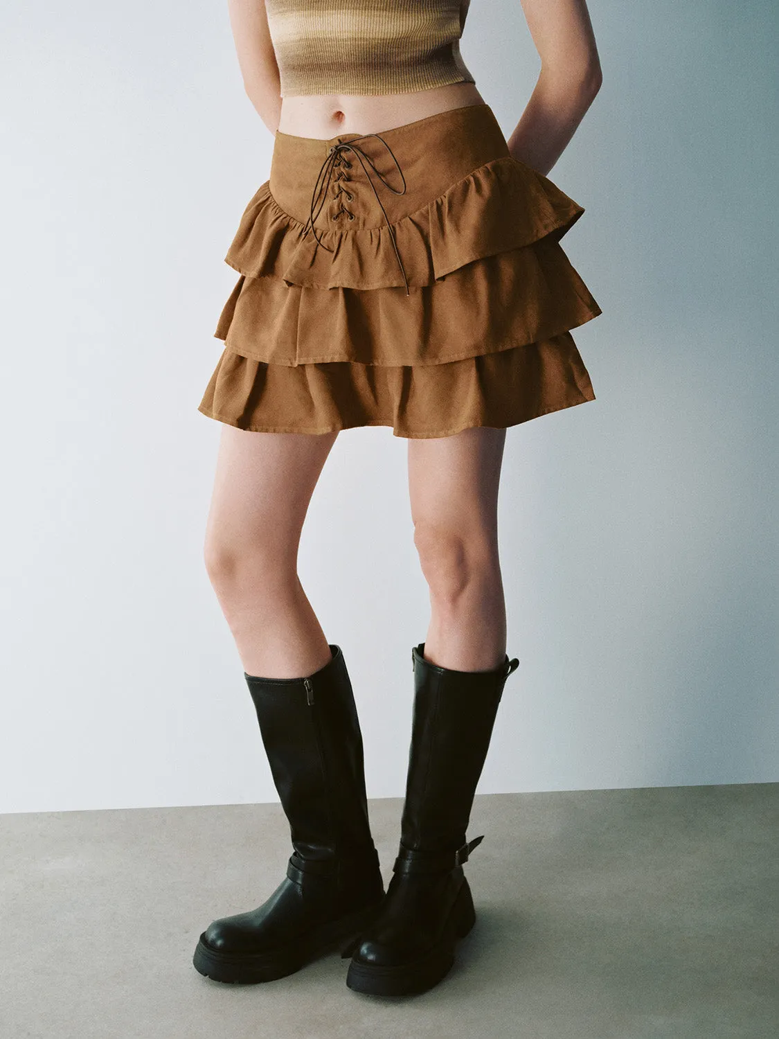 Lace Up Front A-Line Skirts sold by Urban Revivo product image thumbnail 3