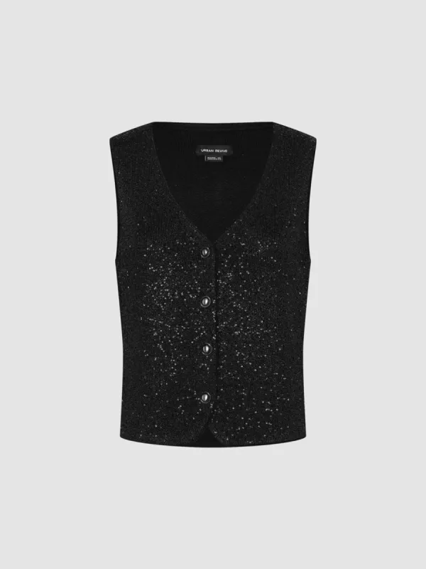 V-Neck Knitted Vest sold by Urban Revivo