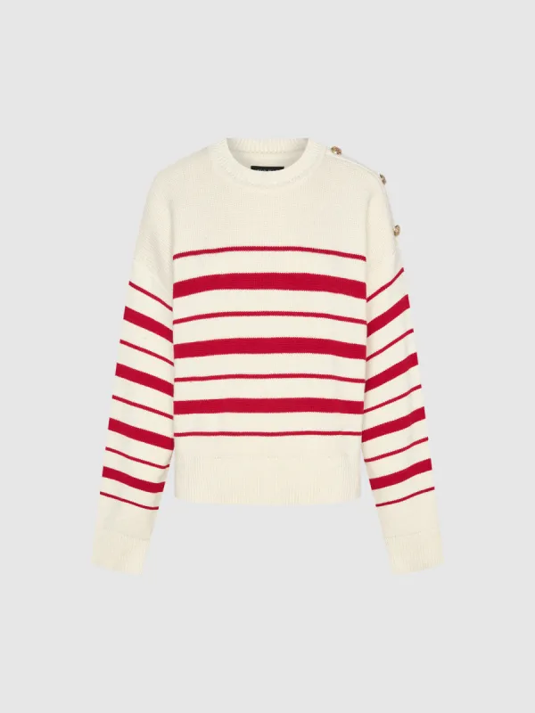 Striped Crew Neck Knitted Cardigans sold by Urban Revivo