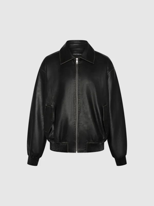 Vegan Leather Jacket sold by Urban Revivo