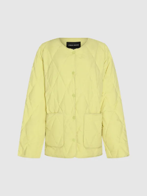 Collared Neck Straight Down Outerwear sold by Urban Revivo