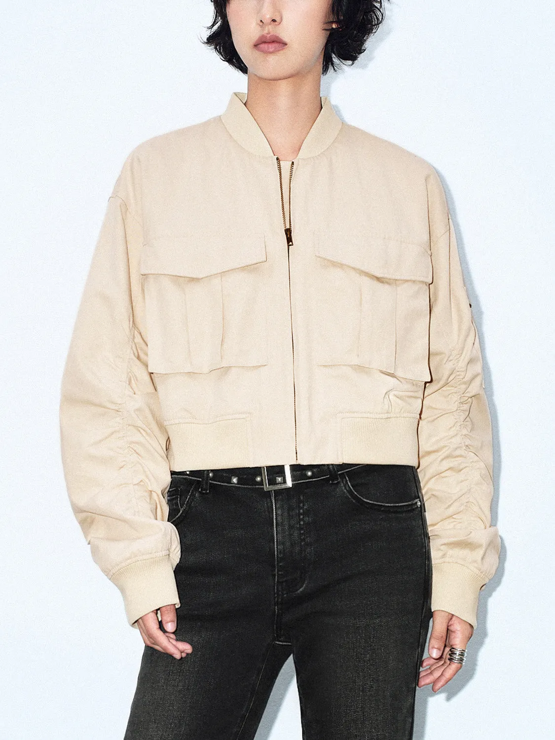 Zipper Front Loose Jacket sold by Urban Revivo