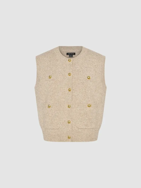 Crew Neck Loose Knitted Vest sold by Urban Revivo