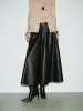 Vegan Leather Loose A-Line Skirt sold by Urban Revivo