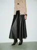 Vegan Leather Loose A-Line Skirt sold by Urban Revivo