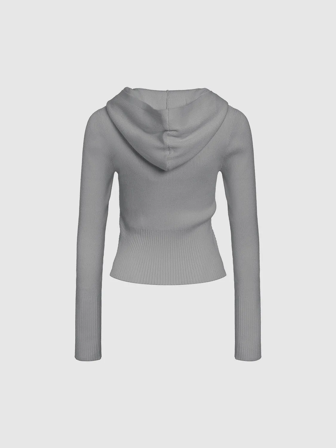 Zipper Front Hooded Knitted Cardigan sold by Urban Revivo product image thumbnail 2