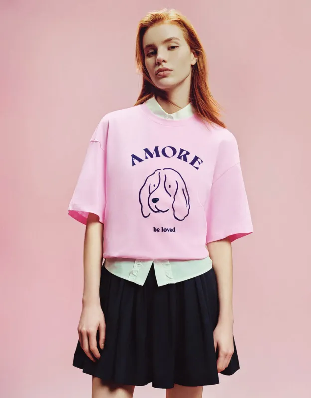 Printed Crew Neck Loose T-Shirt sold by Urban Revivo