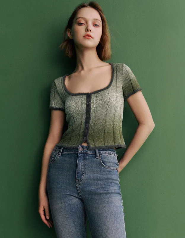Gradient Crew Neck Knitted T-Shirt sold by Urban Revivo