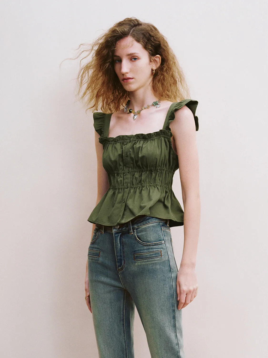 Square-cut Collar Mid-Length Camis & Cami Tops sold by Urban Revivo product image thumbnail 3