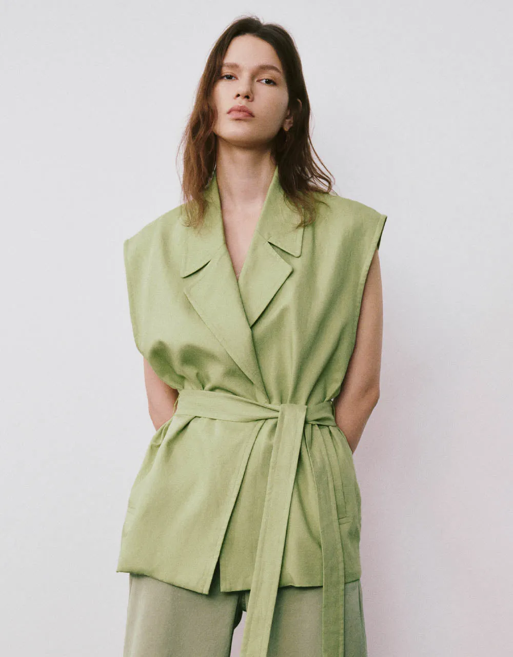 Shawl Collar Vest With Belt sold by Urban Revivo