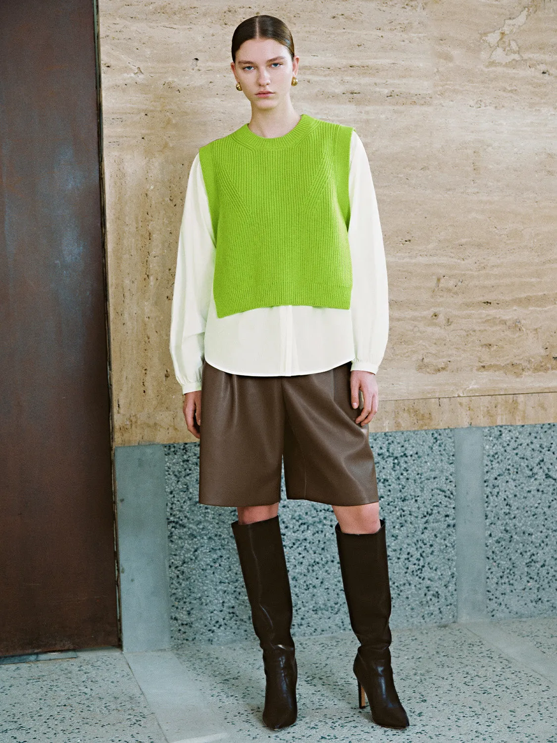 Sleeveless Crew Neck Knitted T-Shirts sold by Urban Revivo product image thumbnail 4