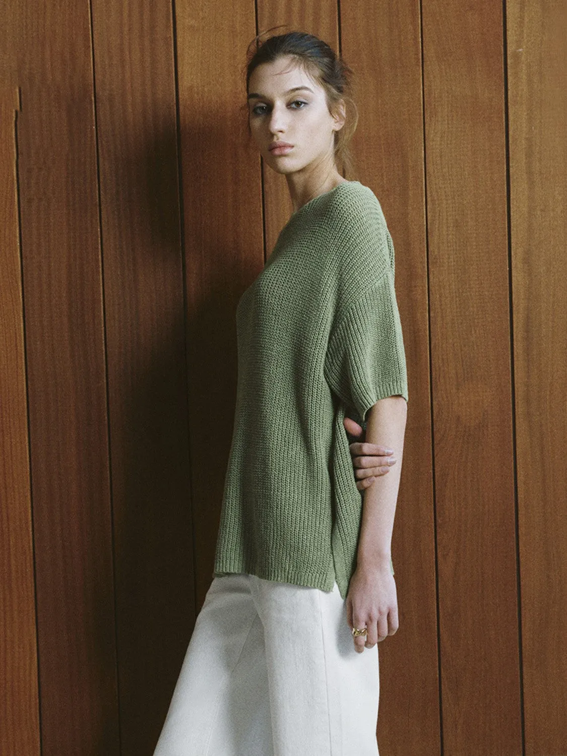 Drop Shoulder Sleeve Crew Neck Knitted T-Shirts sold by Urban Revivo product image thumbnail 3
