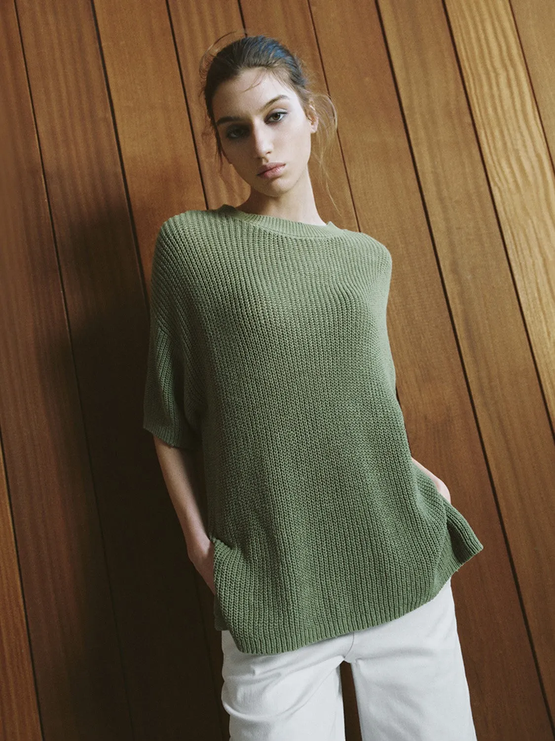 Drop Shoulder Sleeve Crew Neck Knitted T-Shirts sold by Urban Revivo product image thumbnail 4
