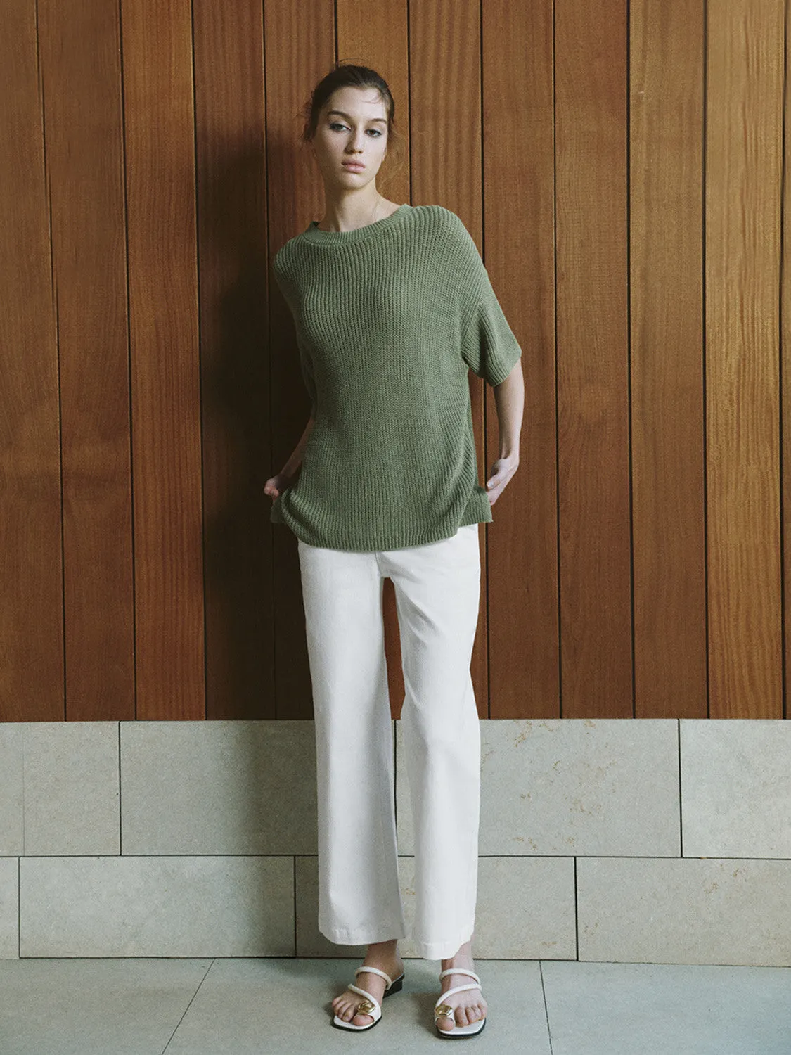 Drop Shoulder Sleeve Crew Neck Knitted T-Shirts sold by Urban Revivo