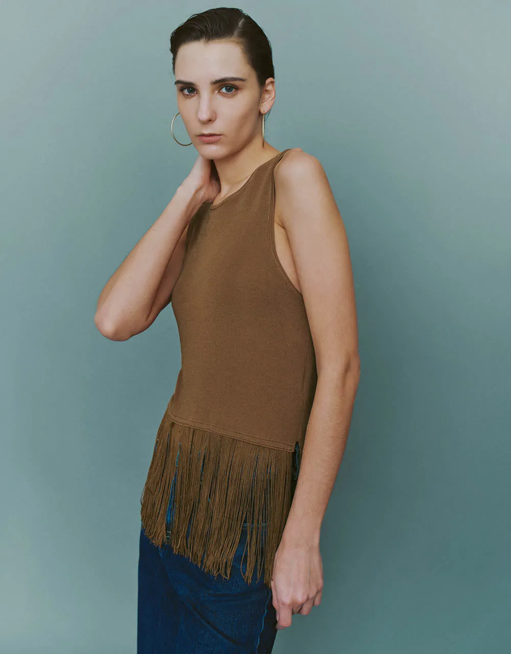 Crew Neck Knitted Tank Top With Tassel sold by Urban Revivo product image thumbnail 2