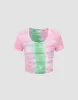 Gradient U Neck Skinny T-Shirt sold by Urban Revivo