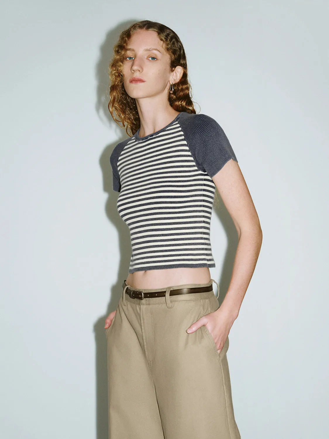 Striped Skinny Knitted T-Shirts sold by Urban Revivo