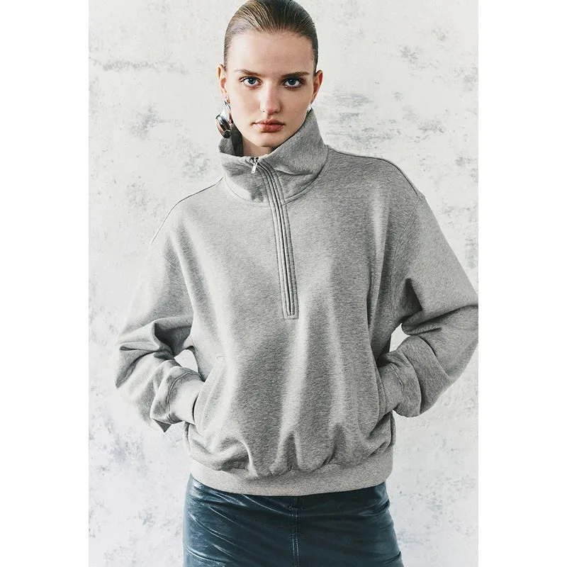 Zip Half Front Loose Sweatshirts sold by Urban Revivo product image thumbnail 5
