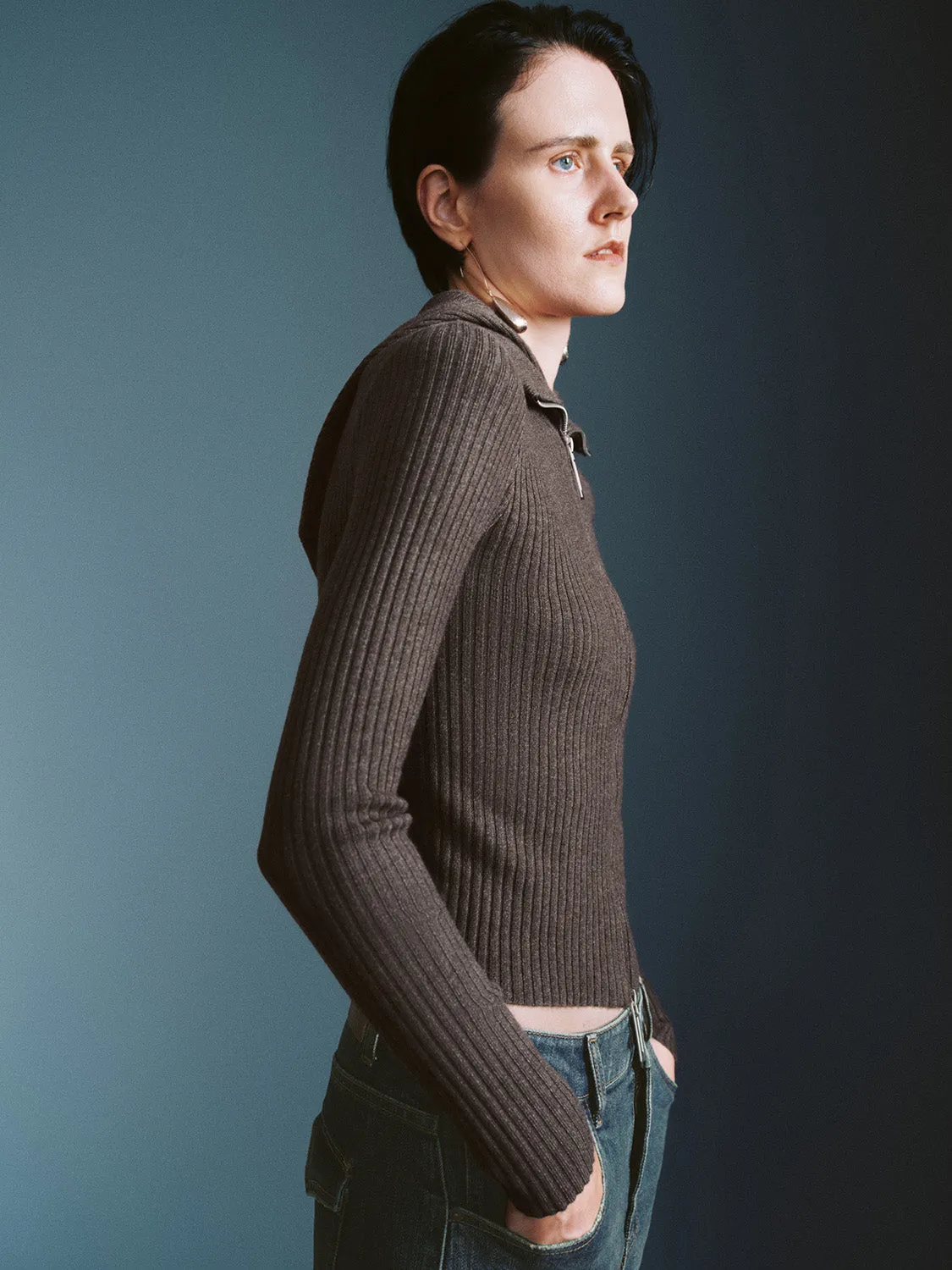 Skinny Zip Up Knitted Cardigans sold by Urban Revivo product image thumbnail 2