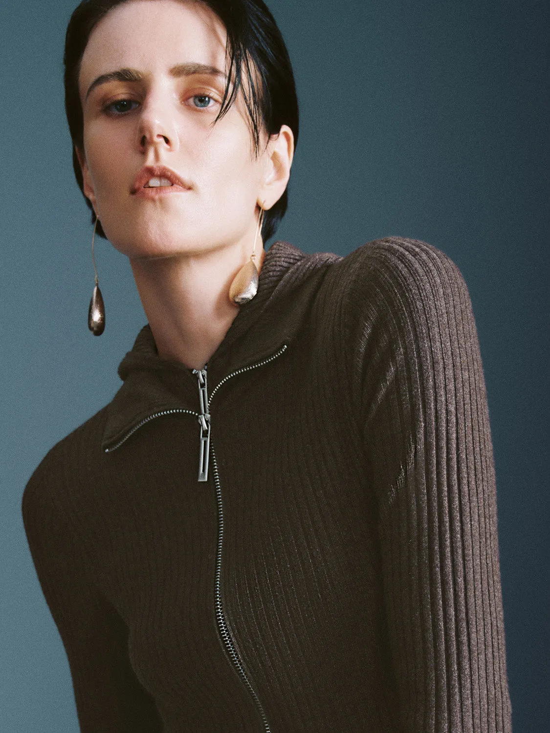 Skinny Zip Up Knitted Cardigans sold by Urban Revivo product image thumbnail 5