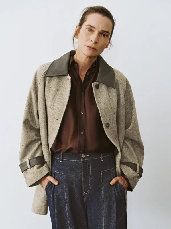 Shirt Collar Tweed Coats sold by Urban Revivo