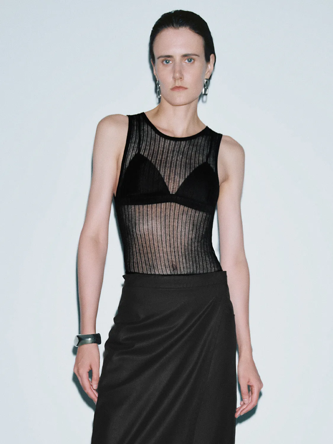 Sleeveless Skinny Knitted T-Shirts sold by Urban Revivo