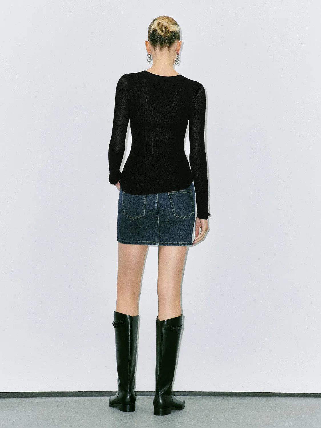 Skinny Mesh Knitted T-Shirts sold by Urban Revivo product image thumbnail 3