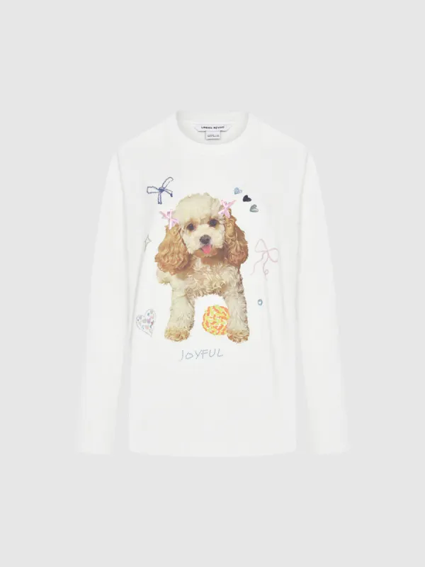 Puppy Printed Loose T-Shirts sold by Urban Revivo