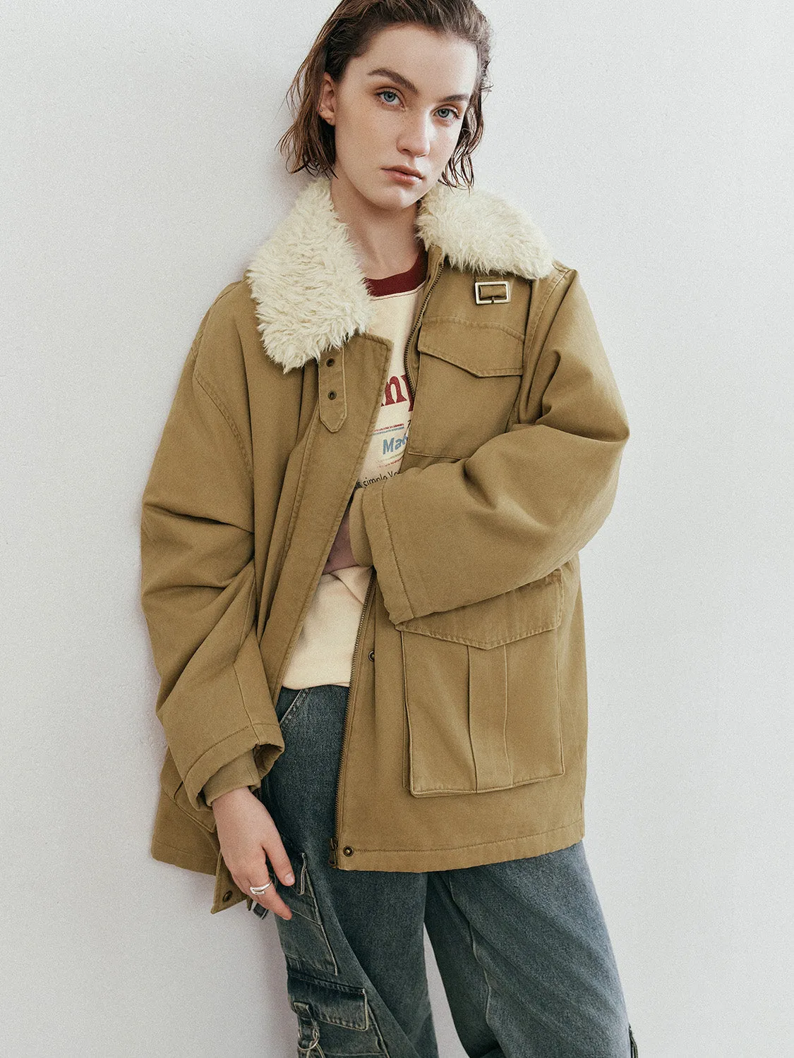 Sherpa Lapel Down Outerwear sold by Urban Revivo product image thumbnail 2