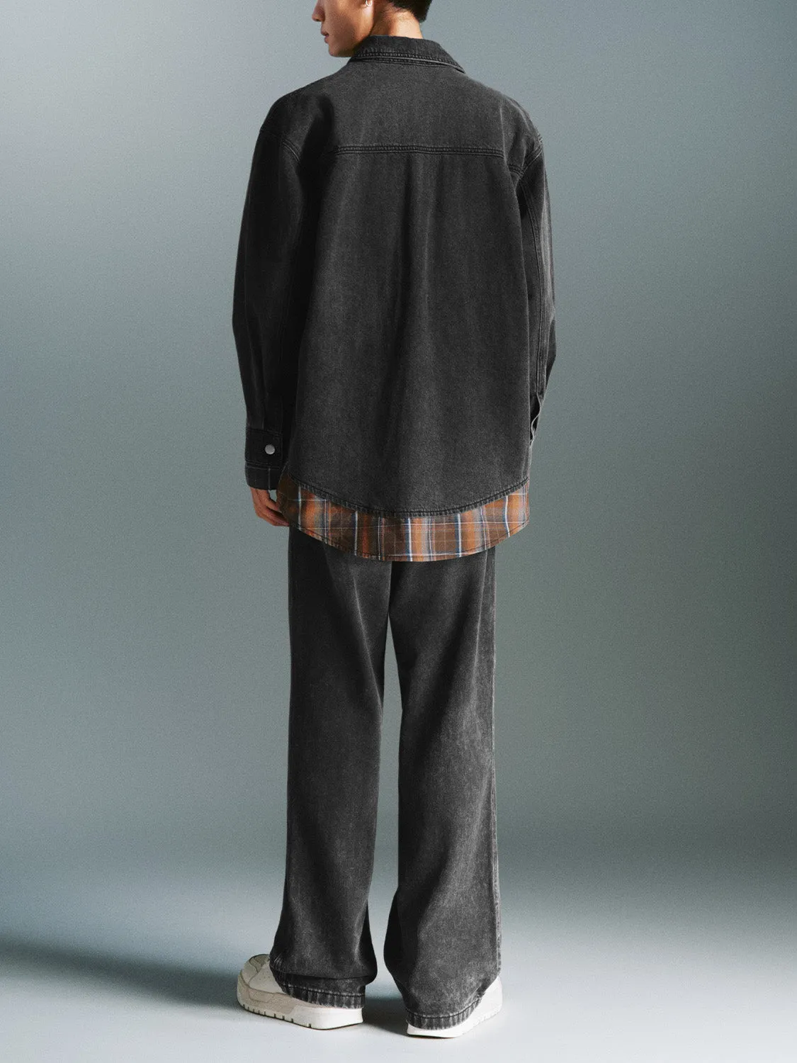 Plaid Hem Loose Denim Shirts sold by Urban Revivo product image thumbnail 3