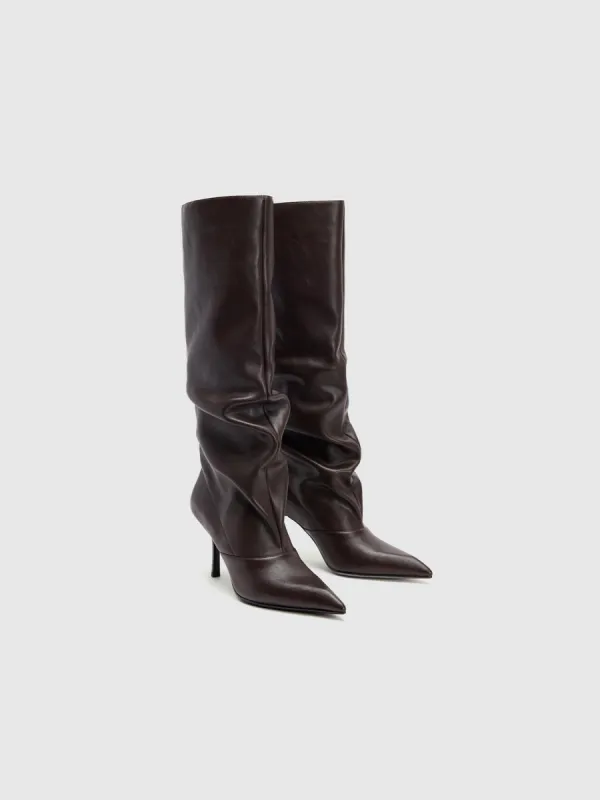 Leather High Heel Knee Boots sold by Urban Revivo