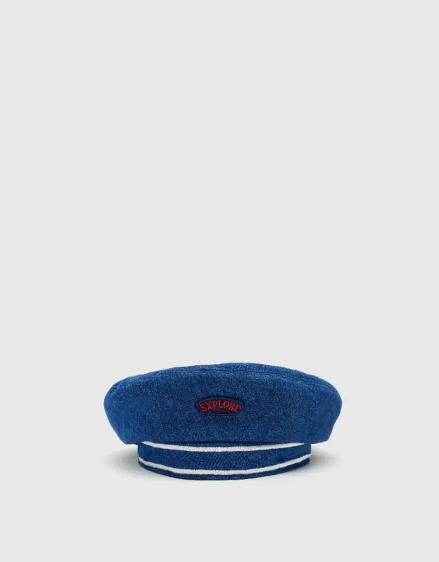 Letter Embroidered Denim Beret sold by Urban Revivo