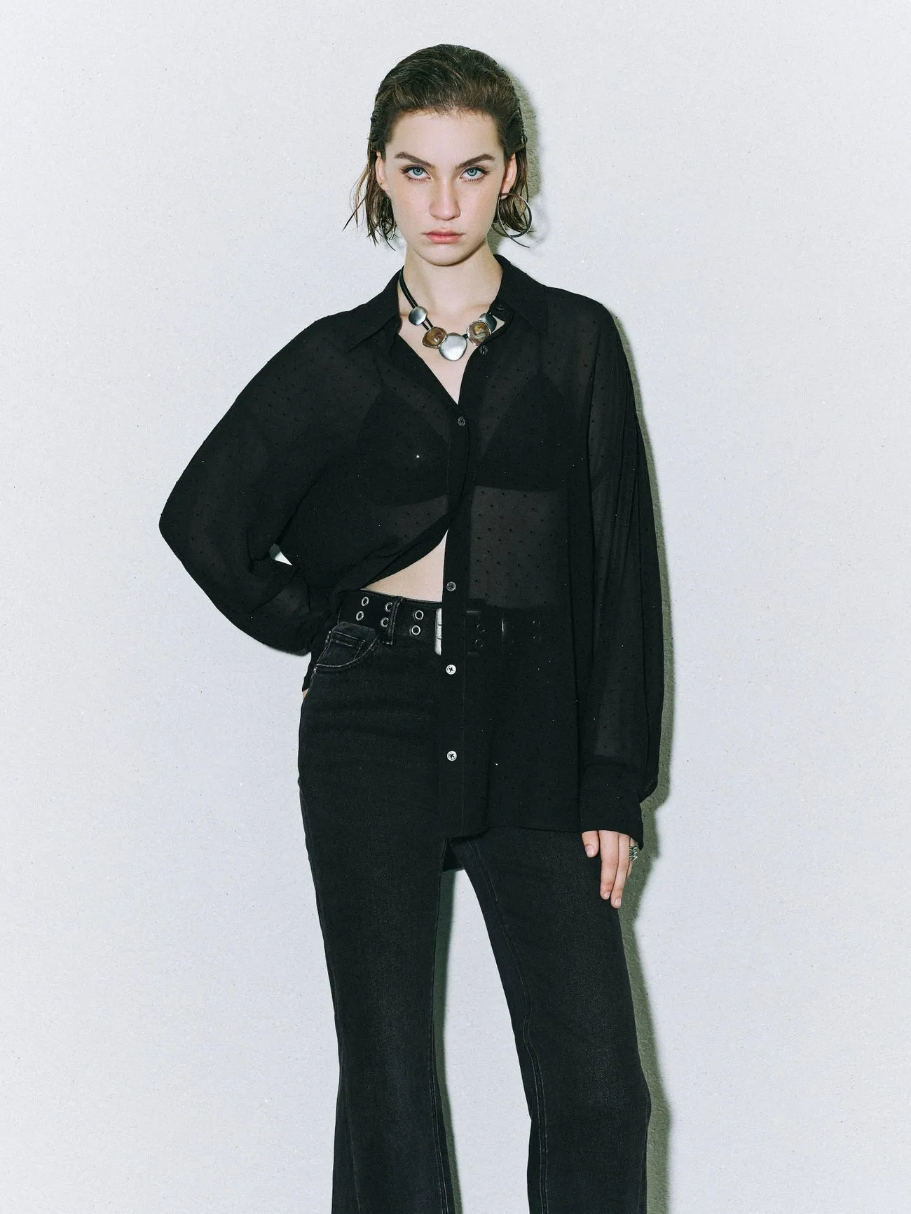 Mesh Button Up Shirts sold by Urban Revivo product image thumbnail 2