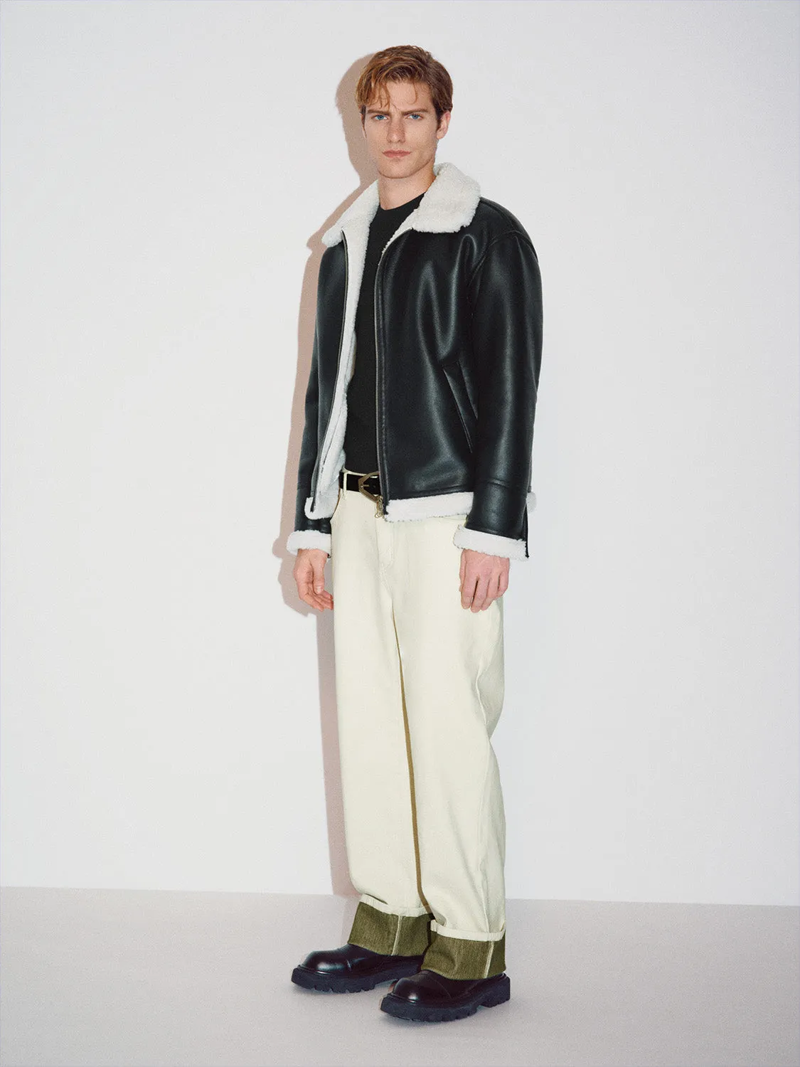 Leather Sherpa Lining Jackets sold by Urban Revivo product image thumbnail 4