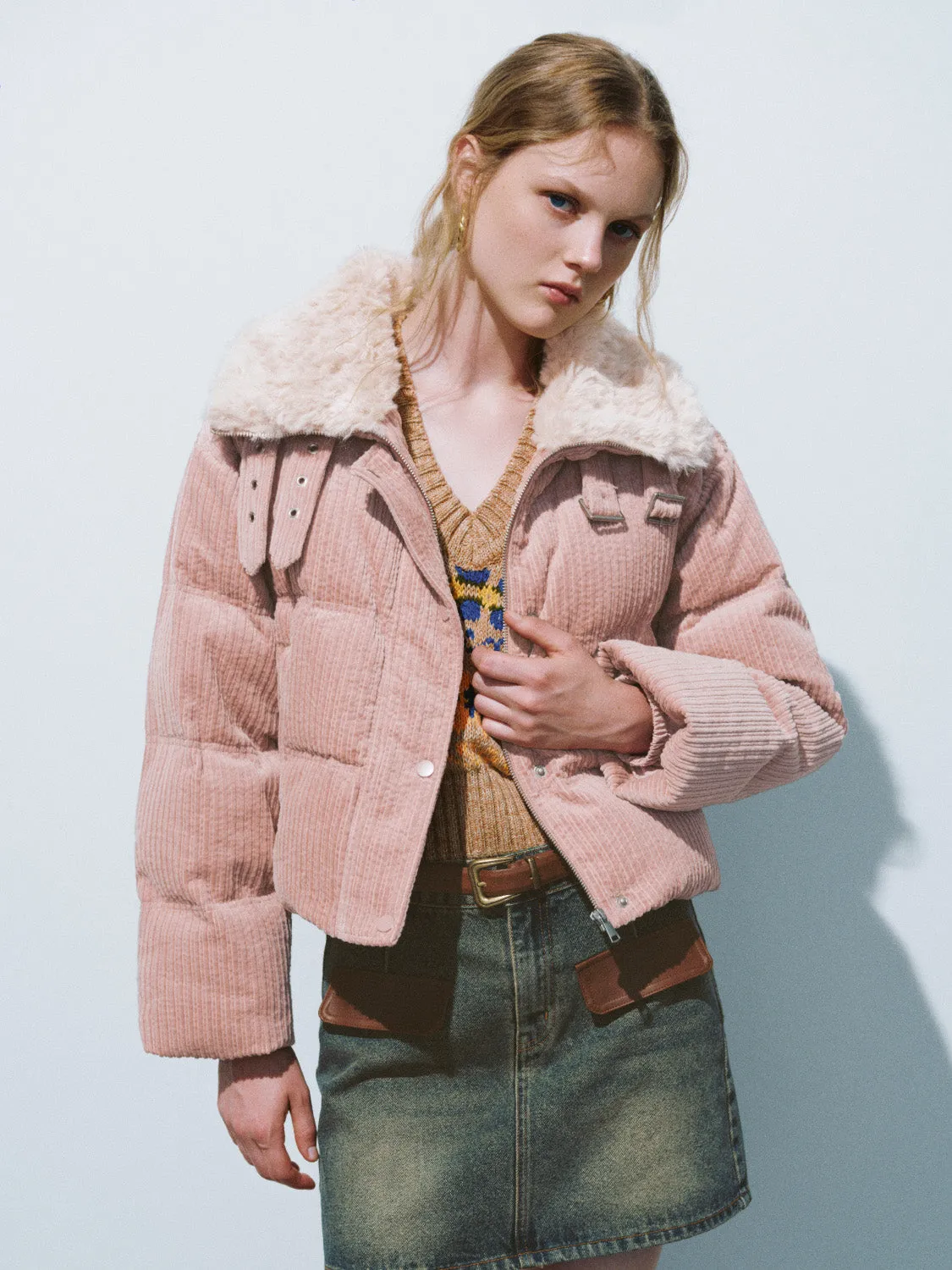 Faux Fur Collar Down Outerwear sold by Urban Revivo