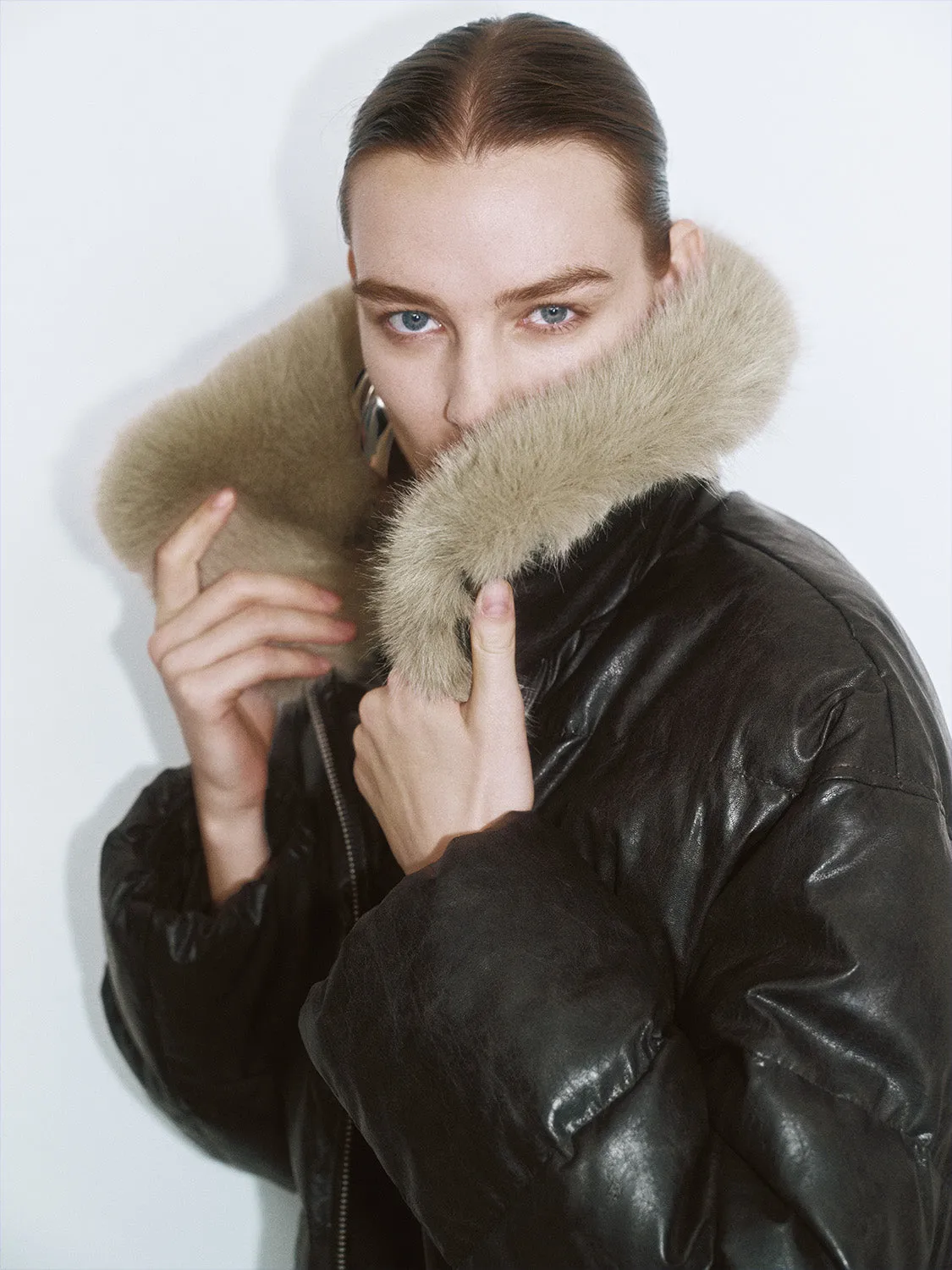 Fur Collar Leather Down Outerwear sold by Urban Revivo product image thumbnail 5