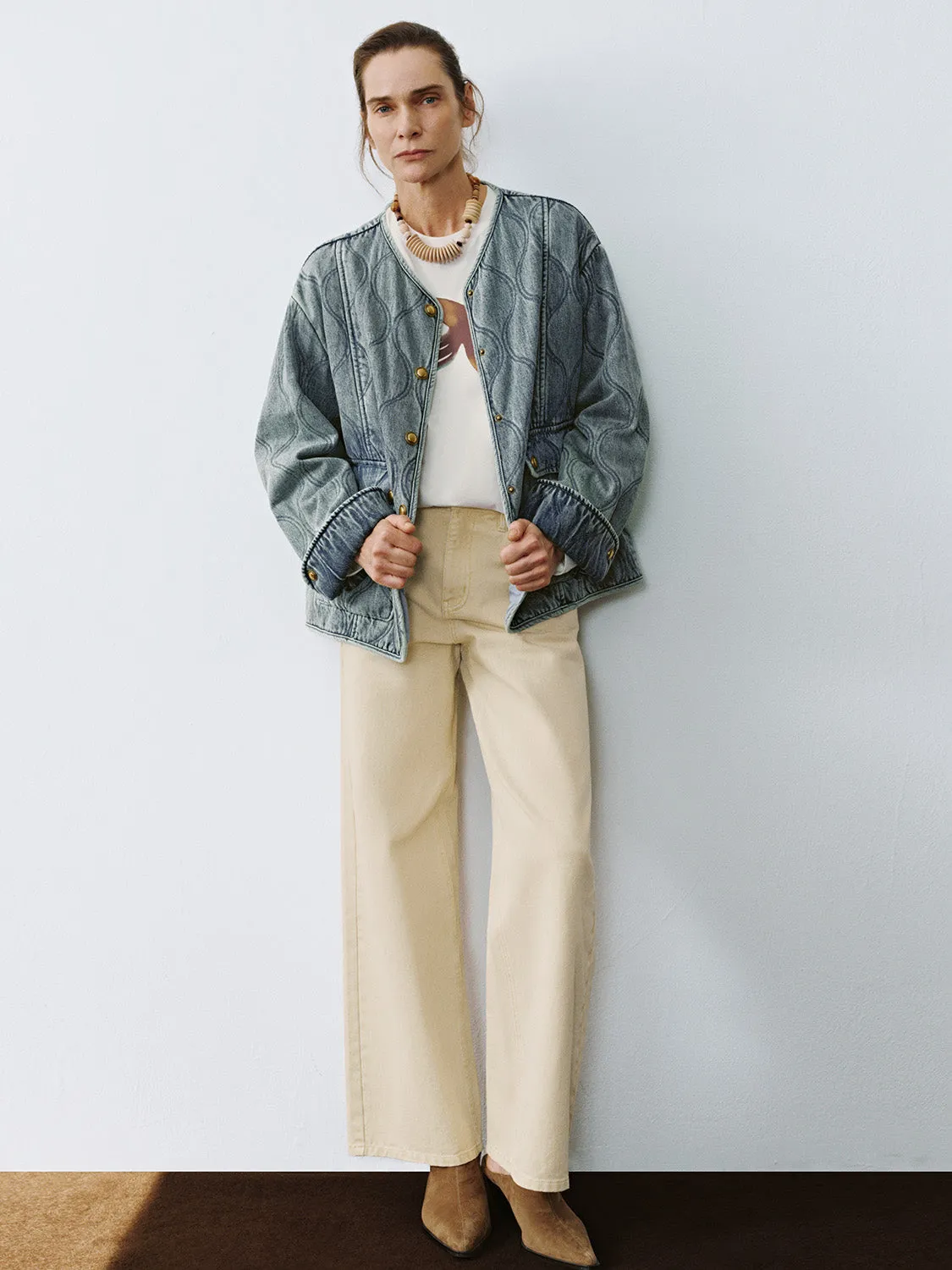 Denim Button Up Quilted Jackets sold by Urban Revivo product image thumbnail 4