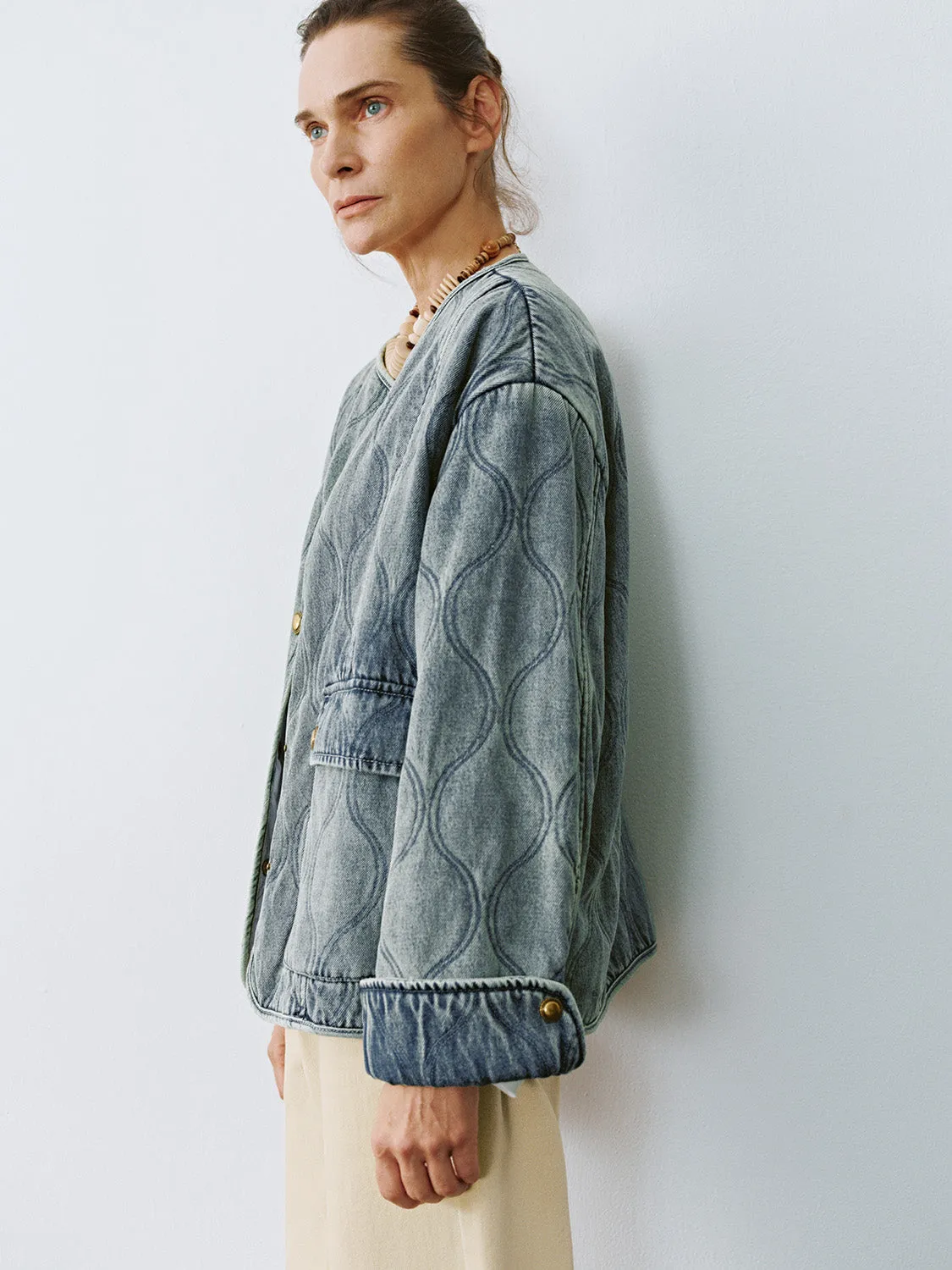 Denim Button Up Quilted Jackets sold by Urban Revivo product image thumbnail 2
