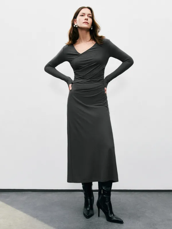 Crossover Long Sleeve A-Line Dresses sold by Urban Revivo