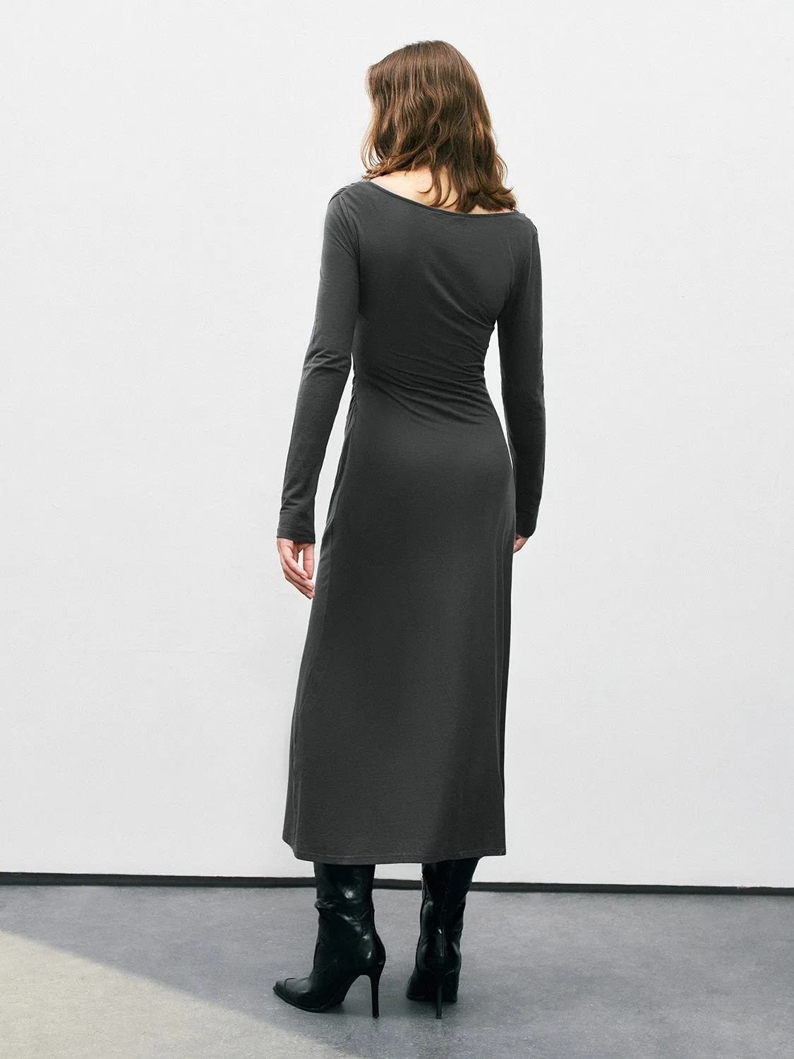 Crossover Long Sleeve A-Line Dresses sold by Urban Revivo product image thumbnail 3