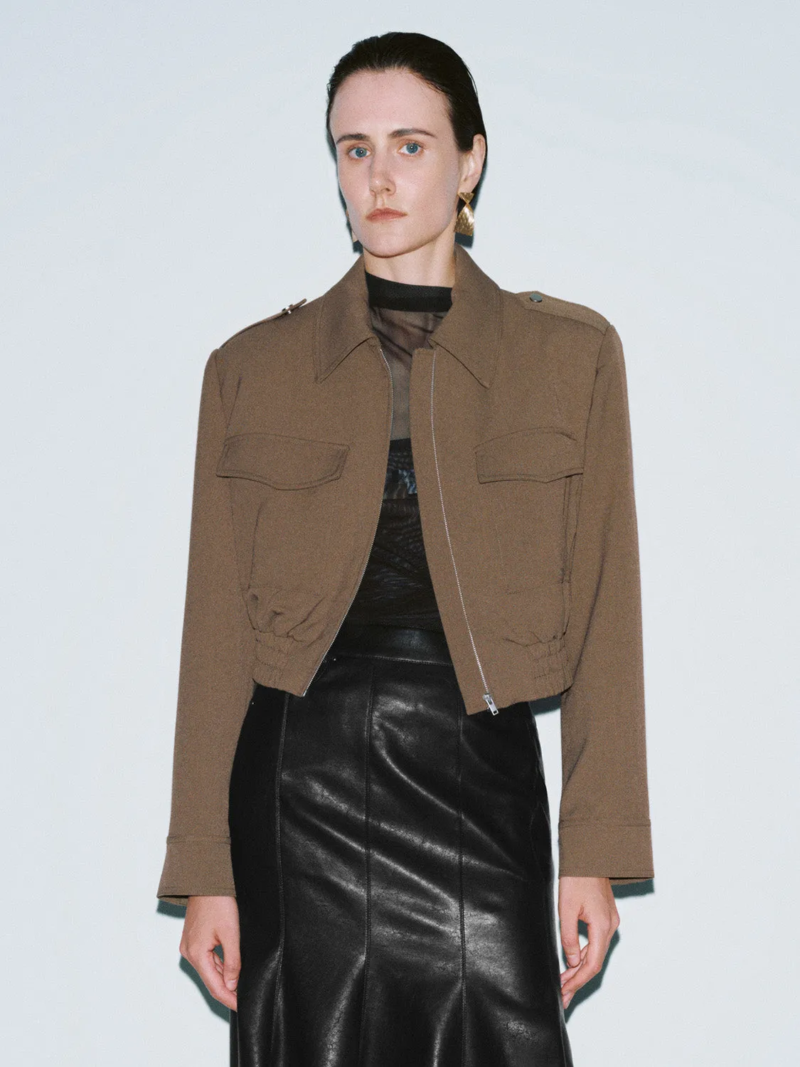 Drawstring Hem Cropped Jackets sold by Urban Revivo