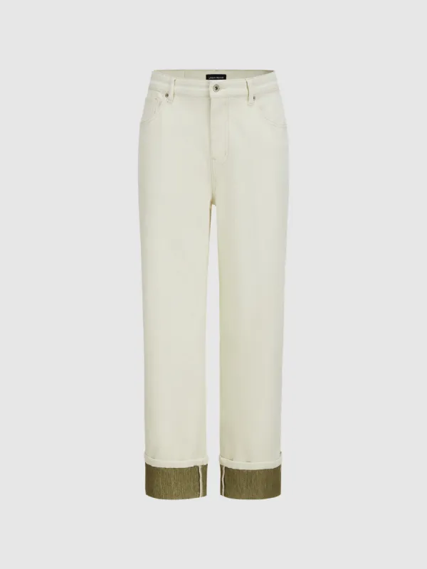 Denim Straight Pants sold by Urban Revivo