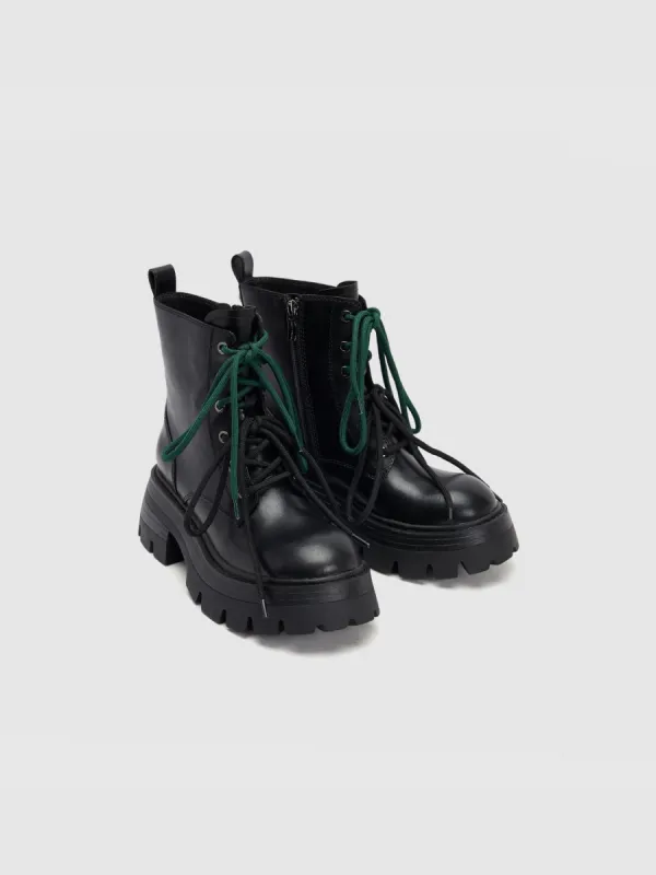 Chunky Lace Up Booties sold by Urban Revivo