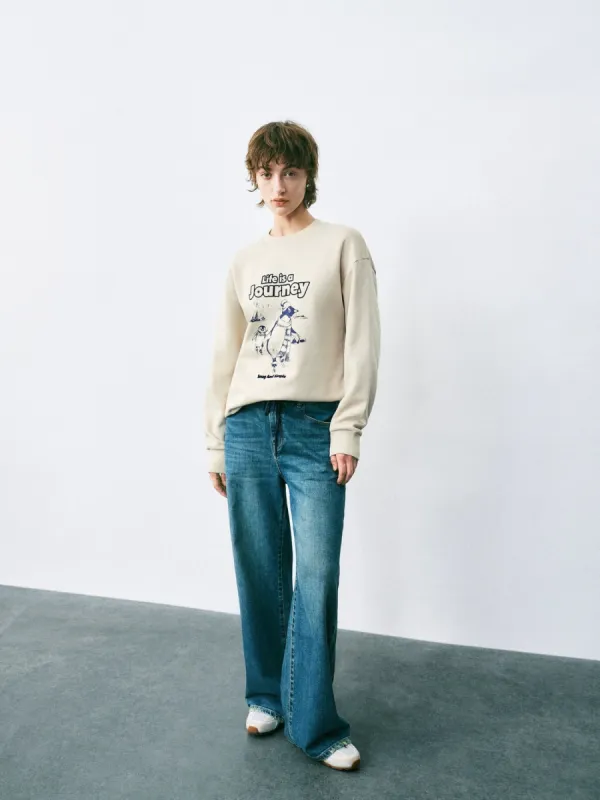 Crew Neck Loose Sweatshirts sold by Urban Revivo