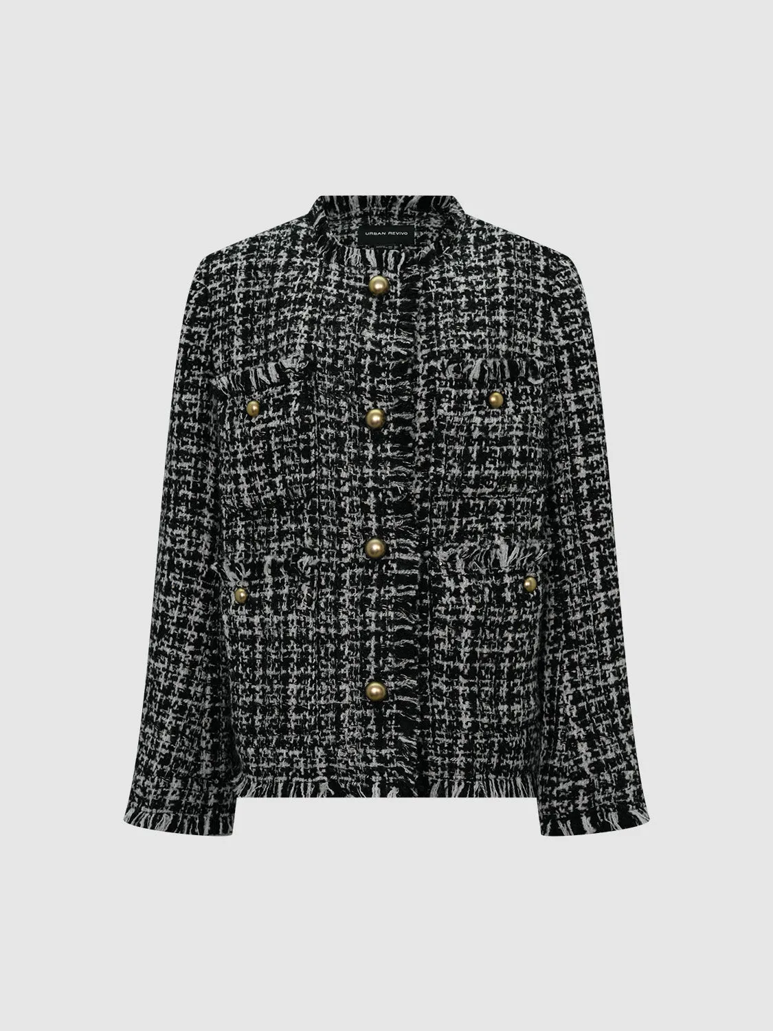 Button Up Tweed Wool Blend Jackets sold by Urban Revivo
