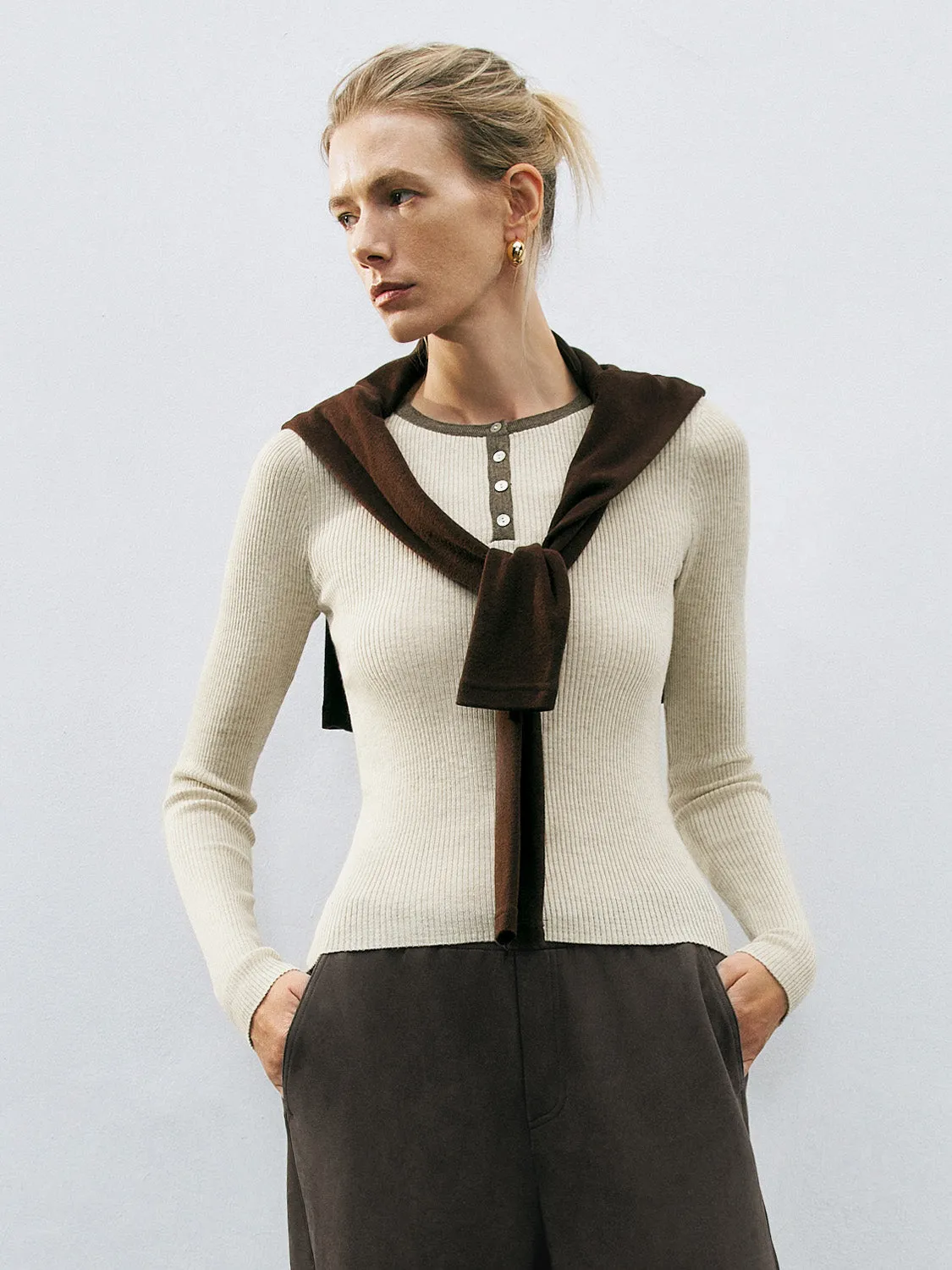 Button Half Placket Knitted T-Shirts sold by Urban Revivo